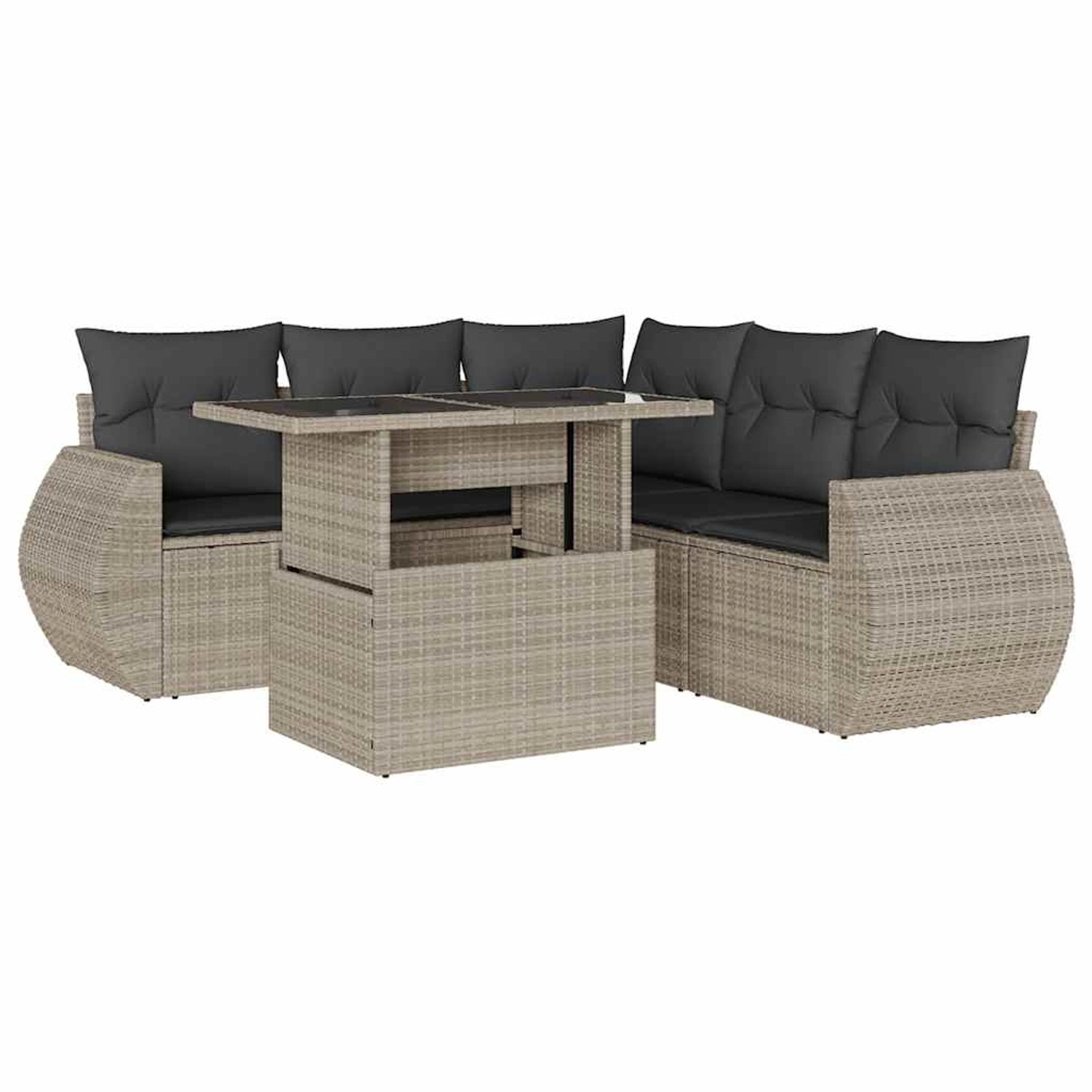 vidaXL 6-Tlg Garten-Sofagarnitur mit Kissen Hellgrau Poly Rattan 3268532 günstig online kaufen