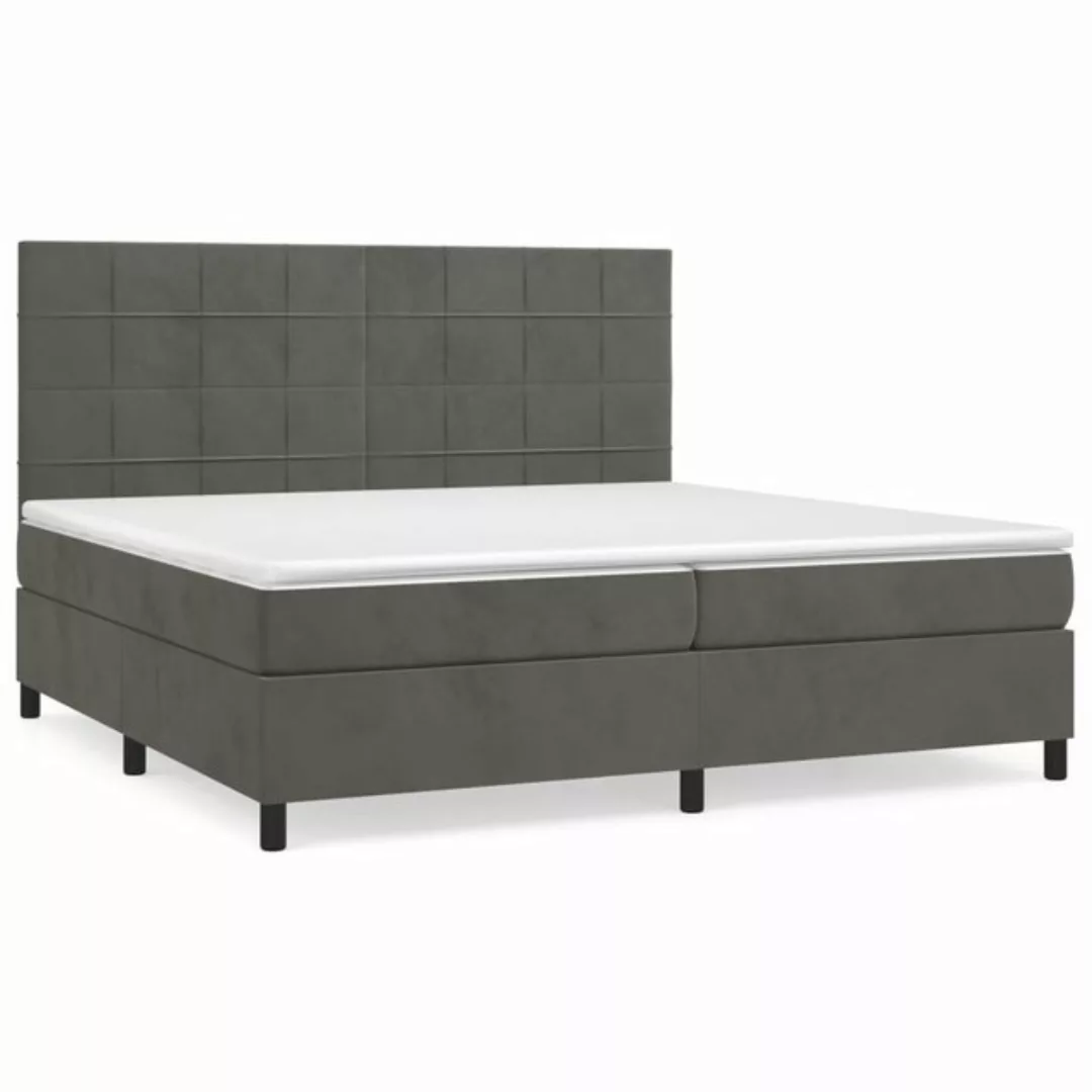 vidaXL Boxspringbett Boxspringbett mit Matratze Dunkelgrau 200x200 cm Samt günstig online kaufen