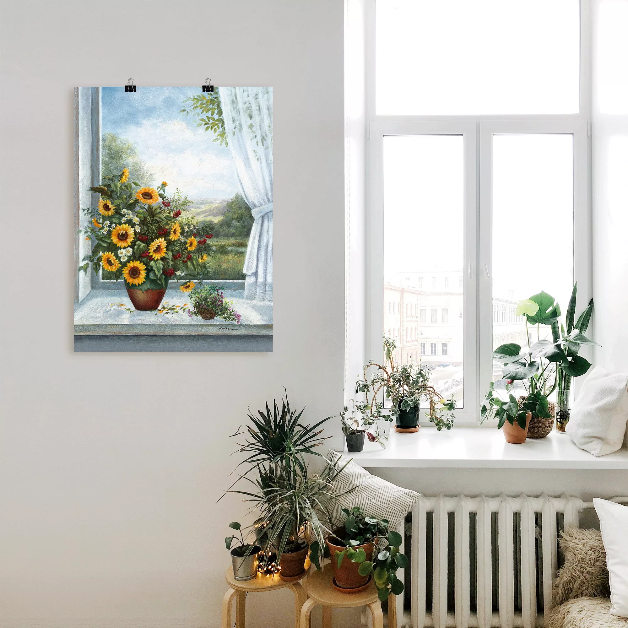 Artland Wandbild »Sonnenblumen am Fenster«, Arrangements, (1 St.), als Lein günstig online kaufen