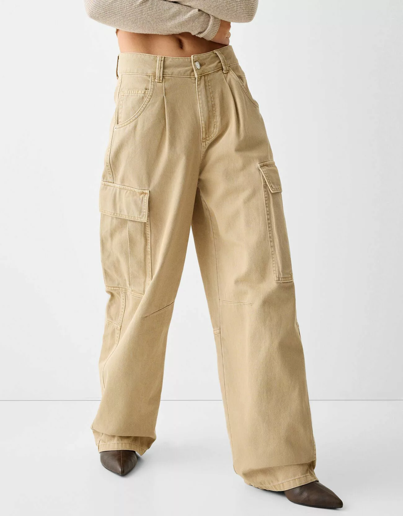 Bershka Cargohose Im Skater-Fit Aus Twill Damen 44 Beige günstig online kaufen