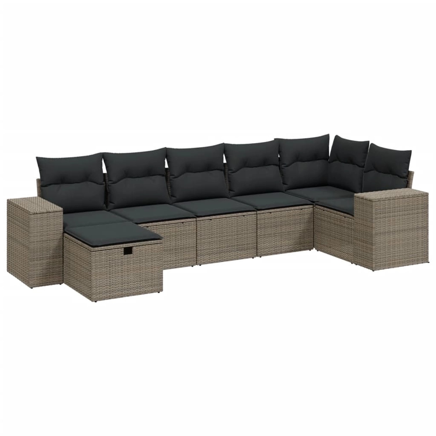 vidaXL 7-Tlg Garten-Sofagarnitur mit Kissen Hellgrau Poly Rattan 3264438 günstig online kaufen