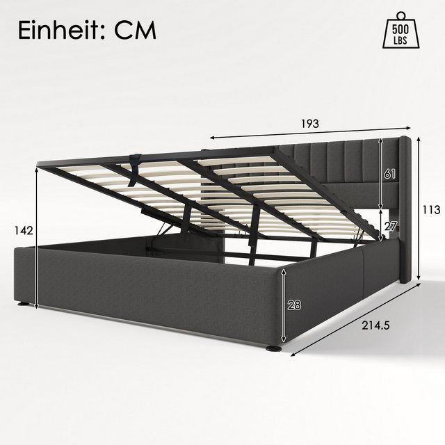 liebtech Polsterbett Stauraumbett Polsterbett Hydraulisch Doppelbett 180x20 günstig online kaufen