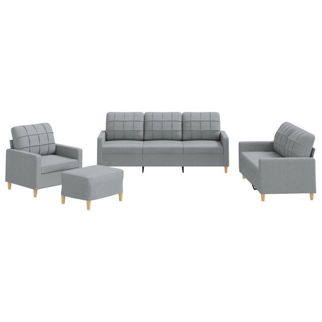 vidaXL Sofa, 4-tlg. Sofagarnitur mit Kissen Hellgrau Stoff günstig online kaufen