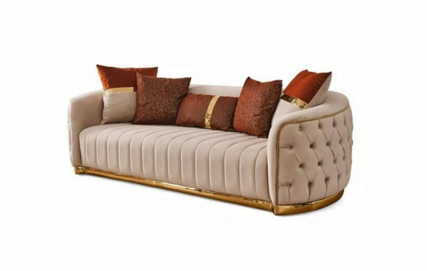 JVmoebel 3-Sitzer Beige Textil Dreisitzer Moderne Designer Luxus Couch Ches günstig online kaufen