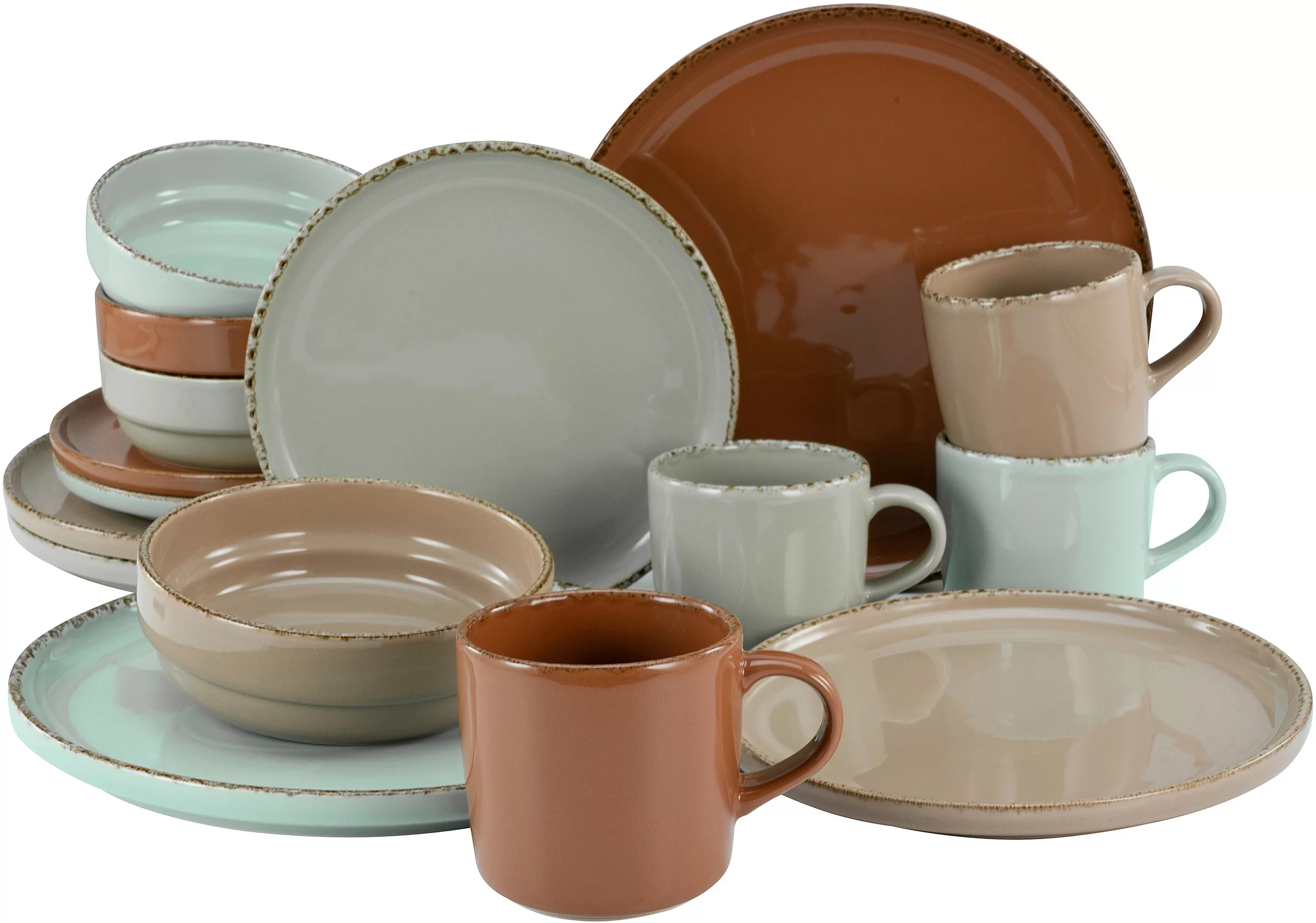 CreaTable Kombiservice »Geschirr-Set Terra Collection«, (Set, 16 tlg., Kaff günstig online kaufen