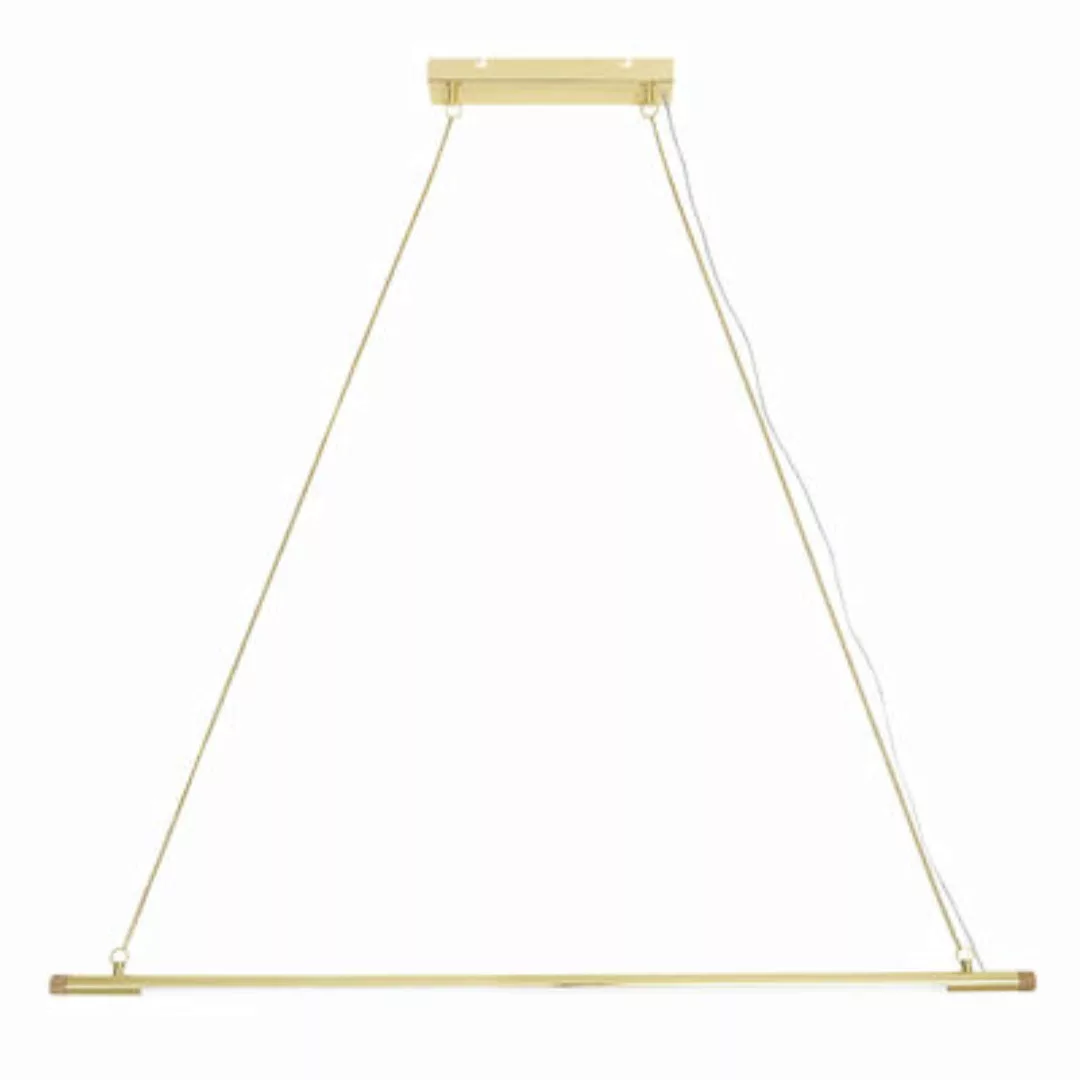 Pendelleuchte Gold LED gold metall / Metall & Eiche - L 124 cm - Bloomingvi günstig online kaufen