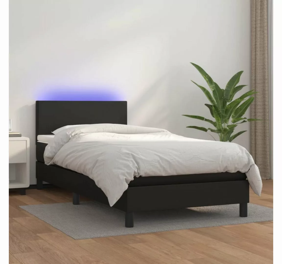 vidaXL Boxspringbett Bett Boxspringbett mit Matratze & LED Kunstleder (100 günstig online kaufen