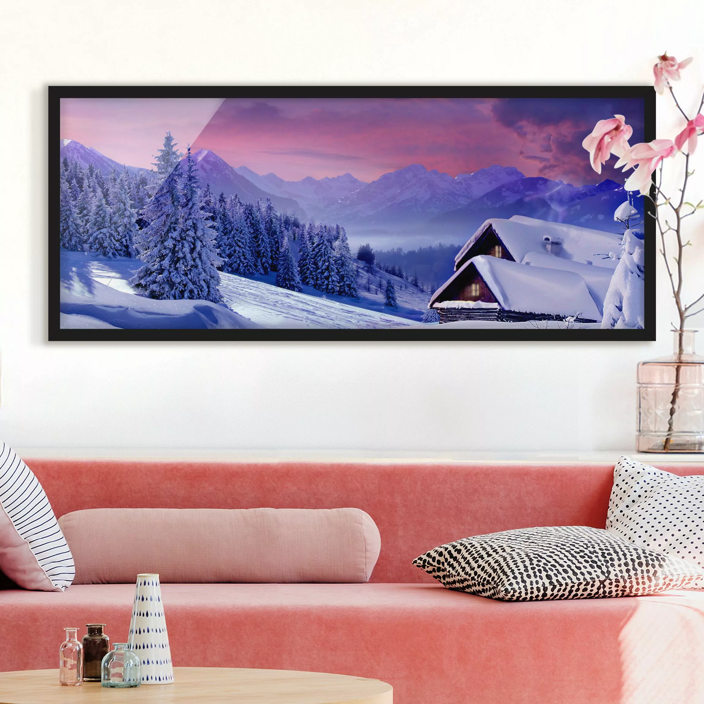 Bild mit Rahmen Architektur & Skyline - Panorama Weihnachtstraumlandschaft günstig online kaufen