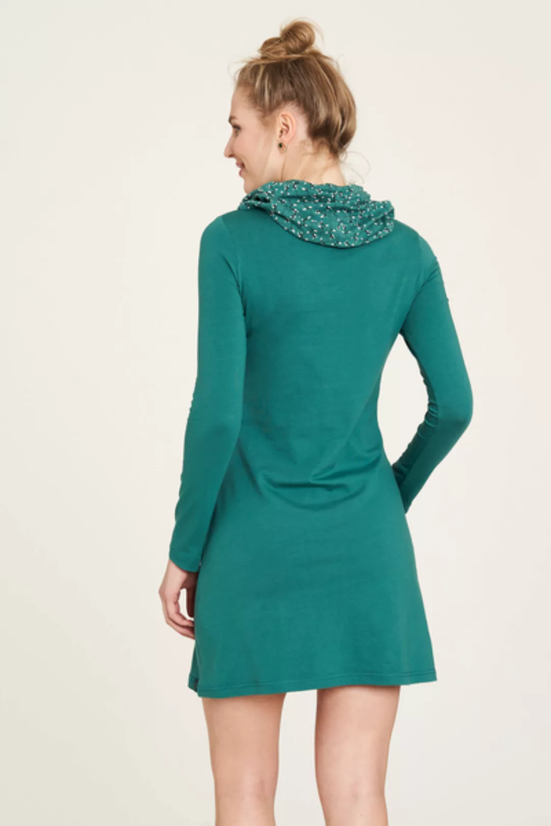 Jersey Kleid Aus Bio-baumwolle Mit Kragen In Grün Und Rot günstig online kaufen