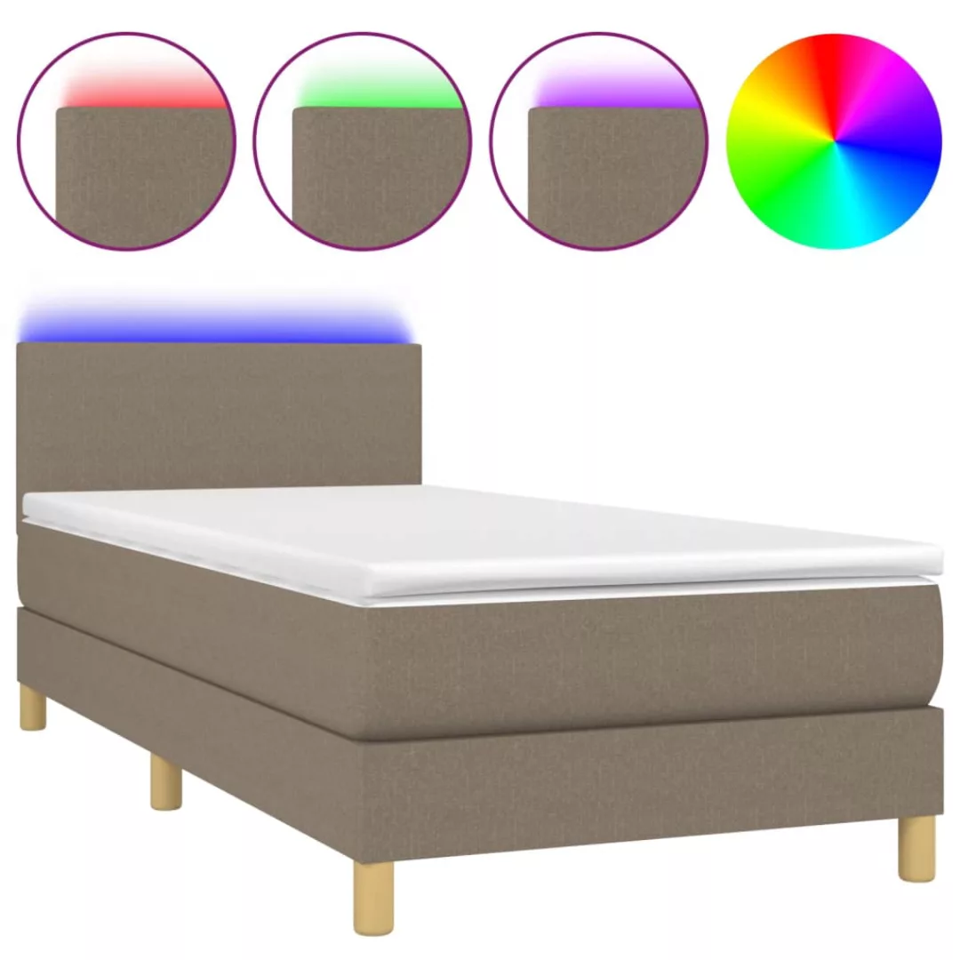 Vidaxl Boxspringbett Mit Matratze & Led Taupe 100x200 Cm Stoff günstig online kaufen
