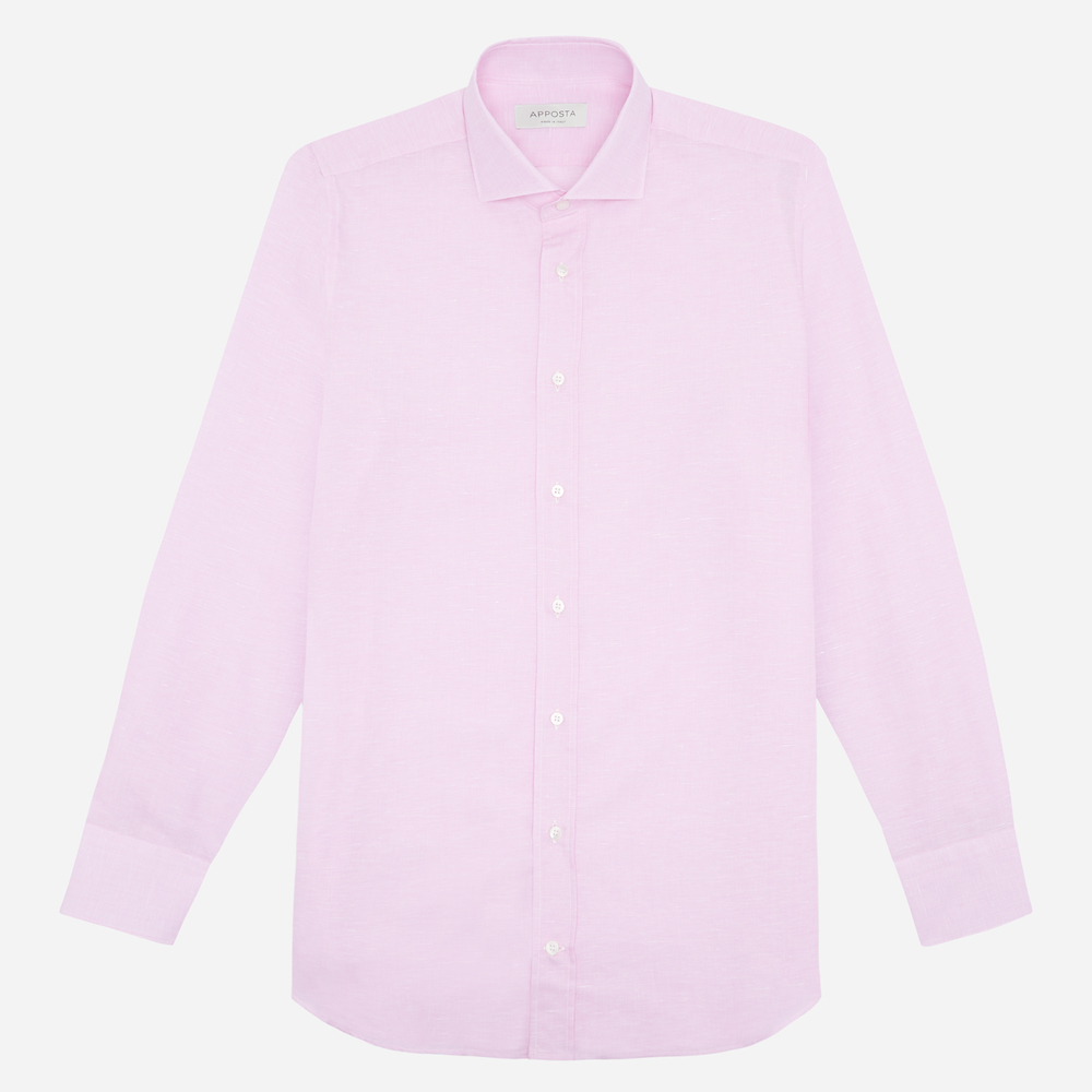 Hemd  einfarbig  rosa baumwoll-leinen popeline leinen aus der normandie, kr günstig online kaufen