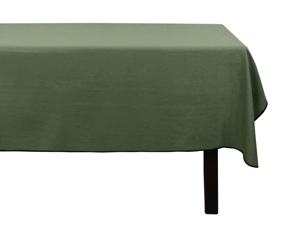 Tischdecke aus Baumwolle & Leinen mit schwarzem Rand - 170 x 250 cm - Khaki günstig online kaufen