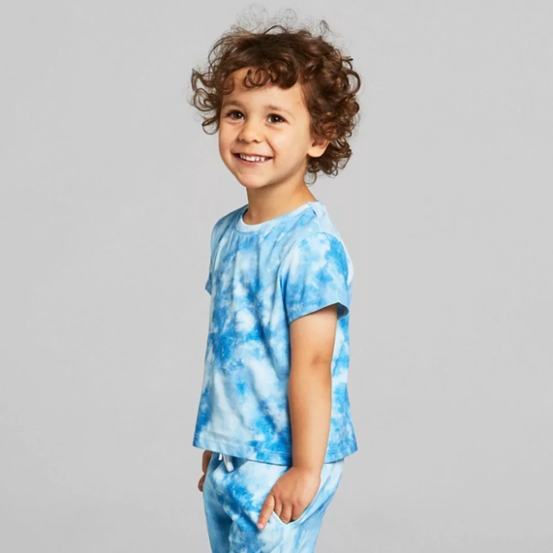Kinder T-shirt Lillehammer Aus Biobaumwolle - Batik Blau Weiß günstig online kaufen