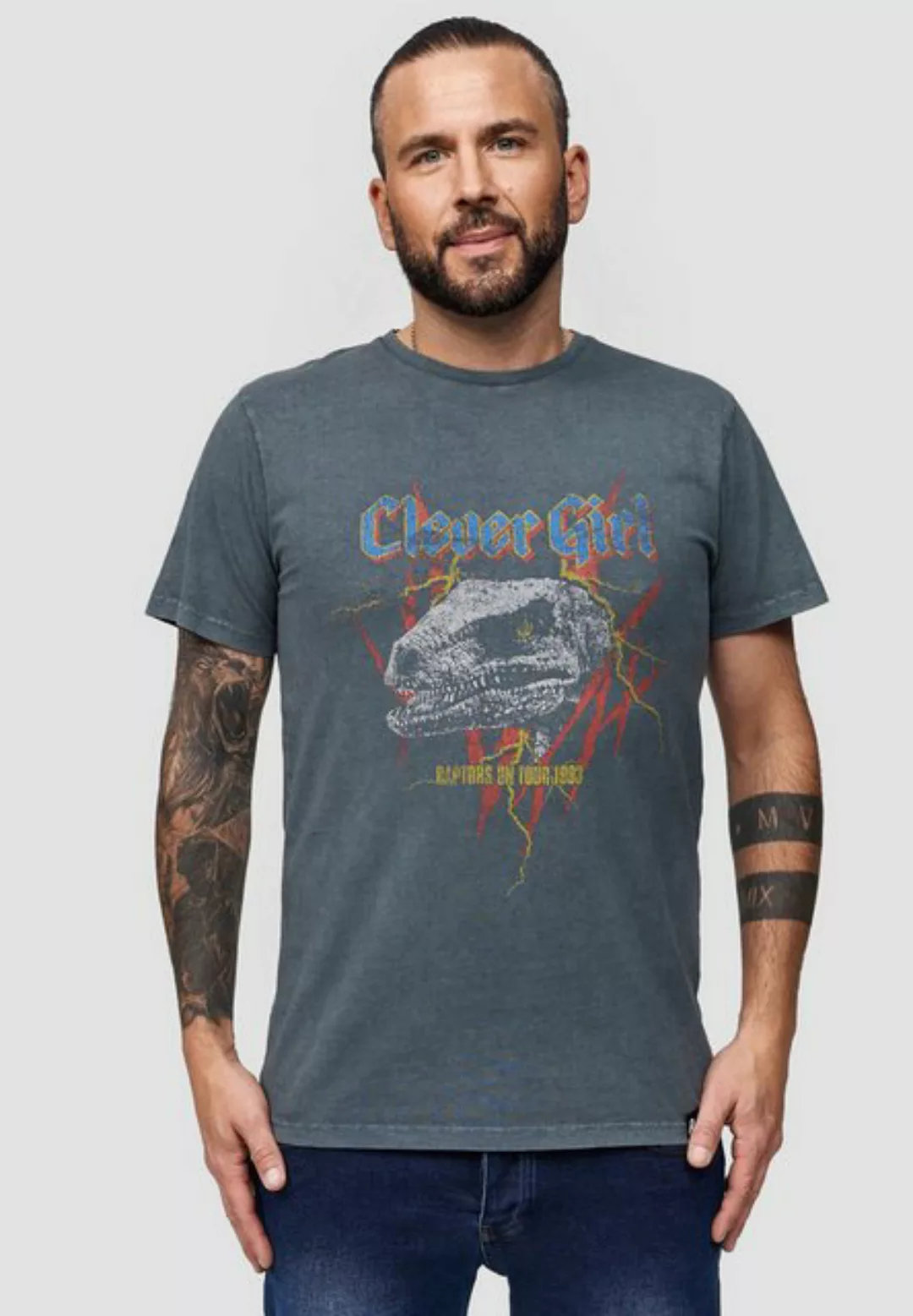 Recovered T-Shirt Jurassic Park T-Rex Rock GOTS zertifizierte Bio-Baumwolle günstig online kaufen
