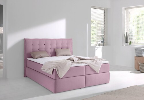 INOSIGN Boxspringbett "Sagres", Kopfteil mit 2farbiger Flatterbiese und zwe günstig online kaufen