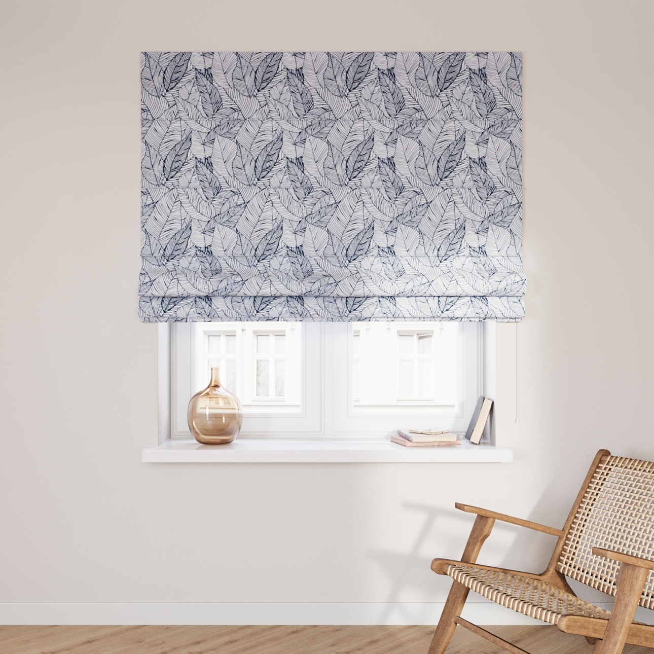 Dekoria Raffrollo Capri, dunkelblau-weiß, 160 x 170 cm günstig online kaufen