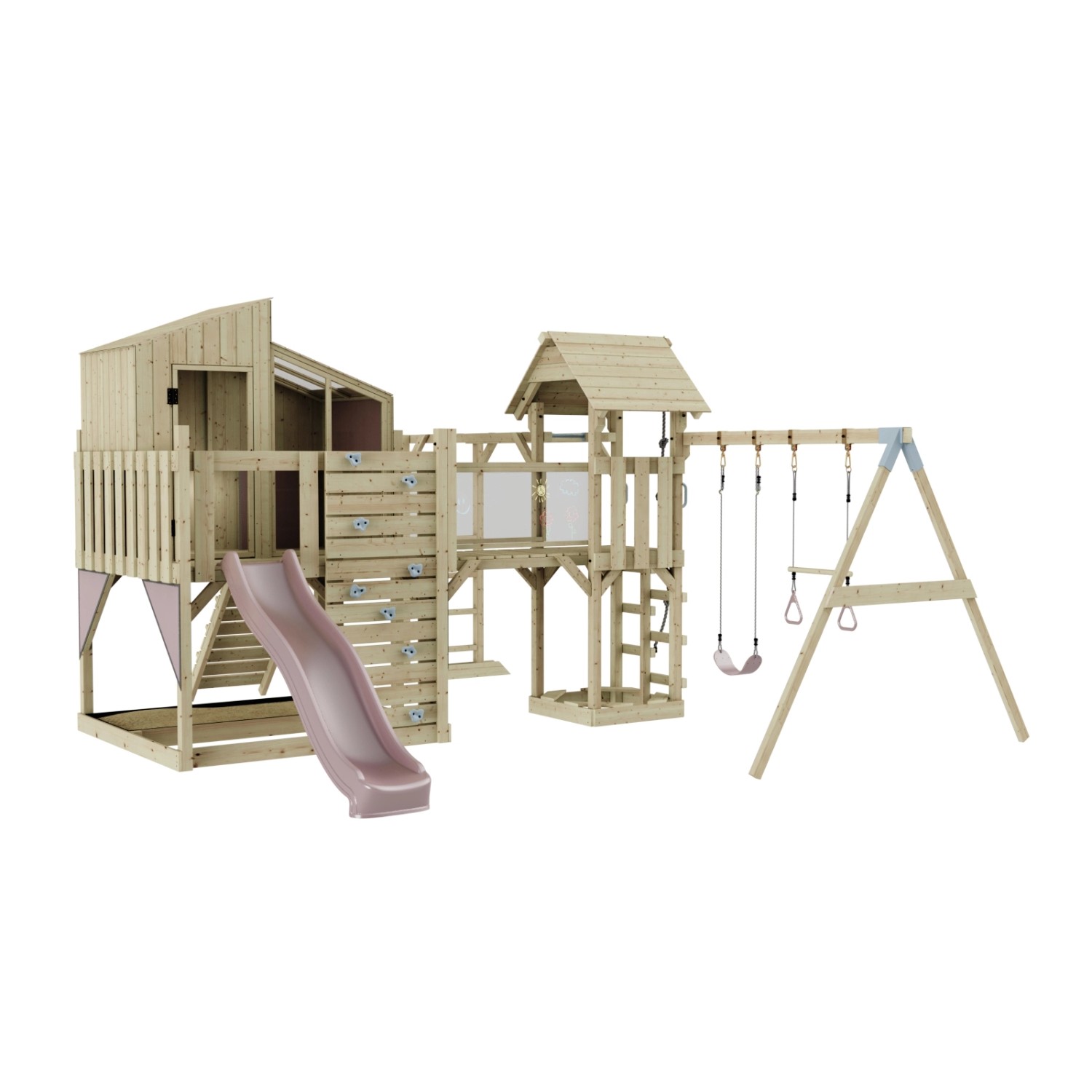 OutdoorToys Spielturm Emma mit Trapezschaukel Altrosa günstig online kaufen