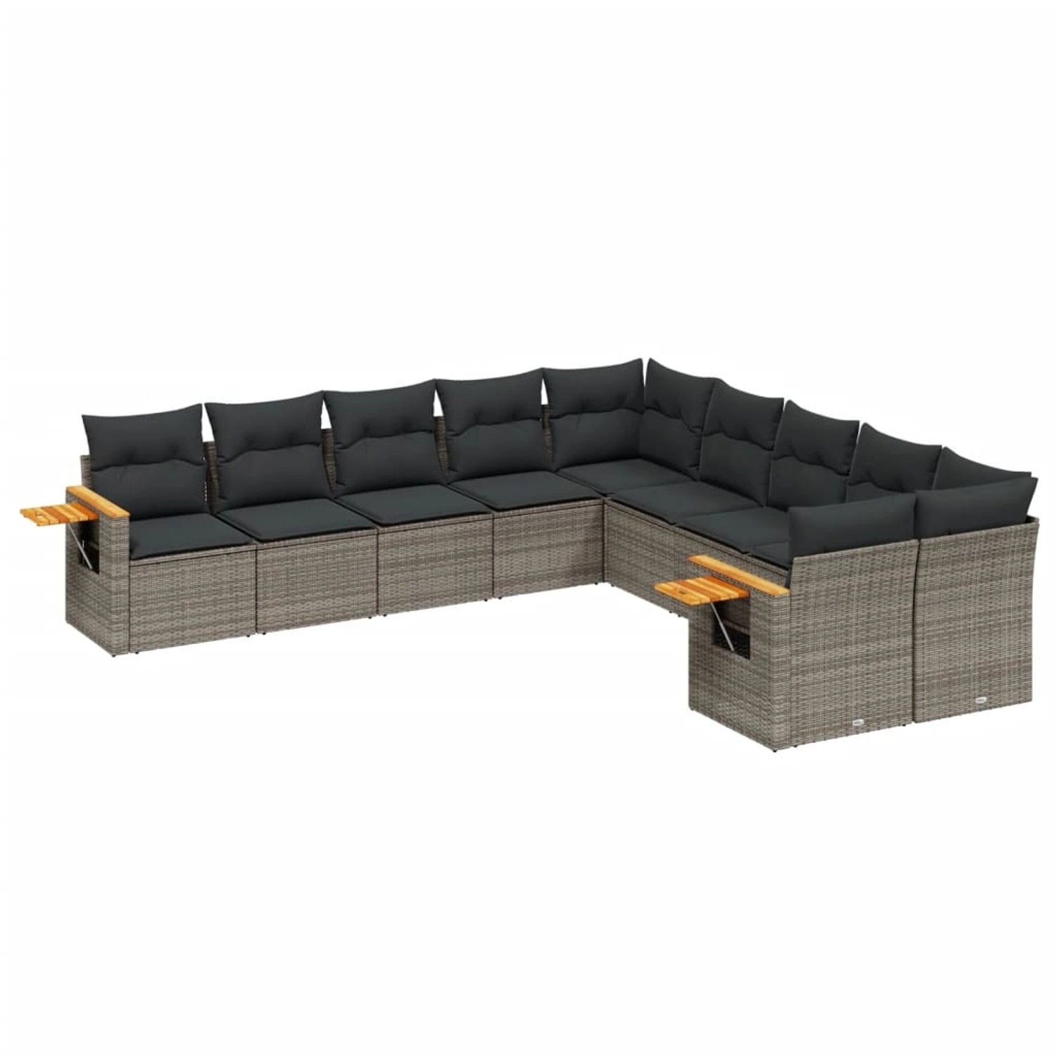 vidaXL 10-Tlg Garten-Sofagarnitur mit Kissen Grau Poly Rattan 3227194 günstig online kaufen