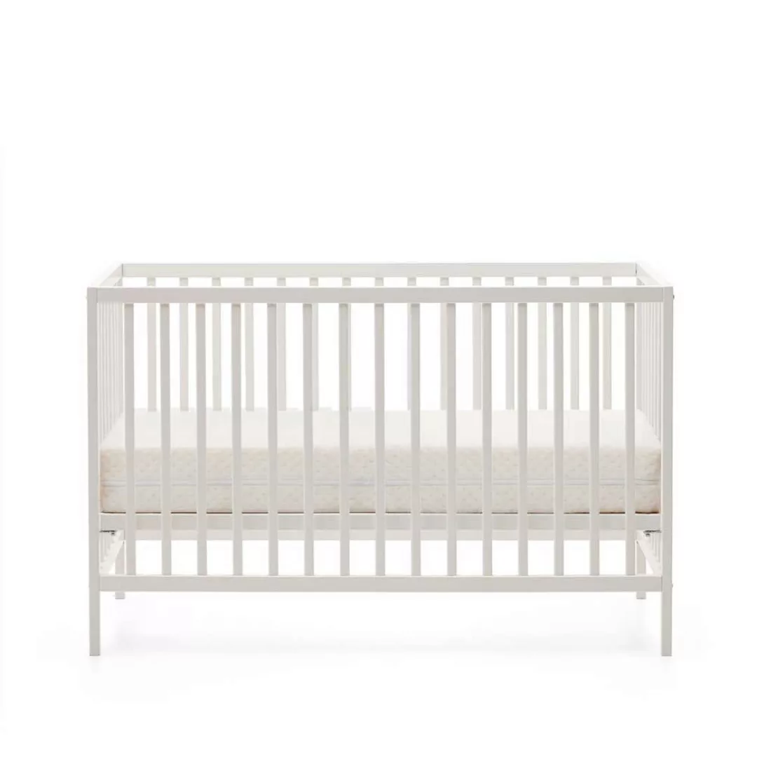 Babygitterbett weiß aus Buche Massivholz 123 cm tief - 65 cm breit günstig online kaufen