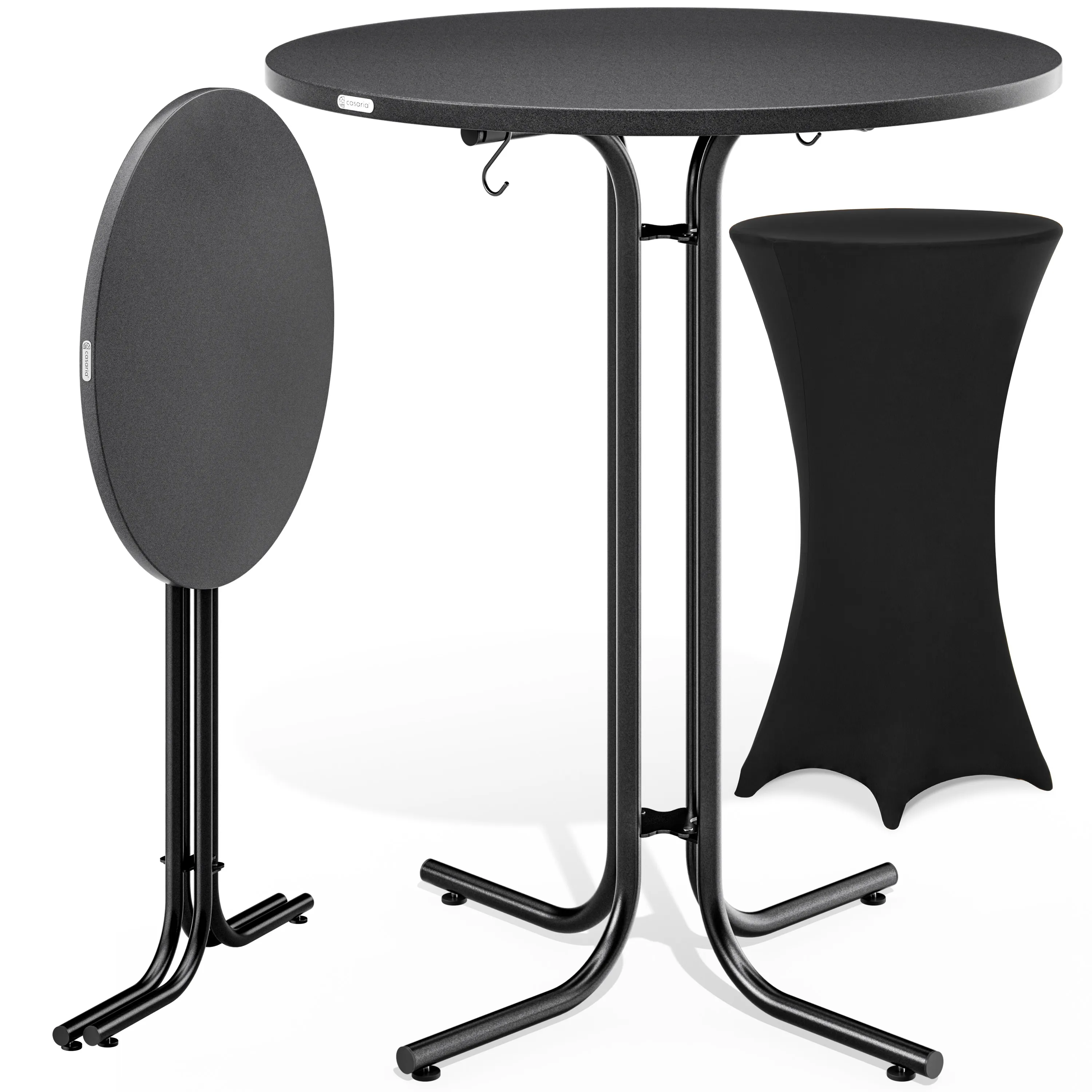 Stehtisch Grau 110x70cm + Stehtischhusse Schwarz Ø70cm günstig online kaufen
