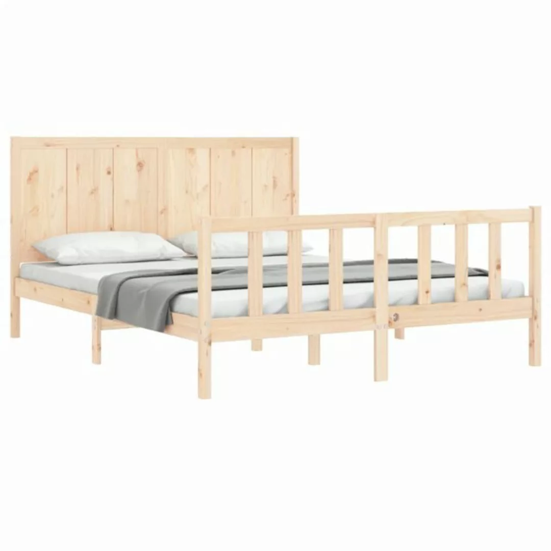 vidaXL Bettgestell Massivholzbett mit Kopfteil 160x200 cm Bett Bettgestell günstig online kaufen