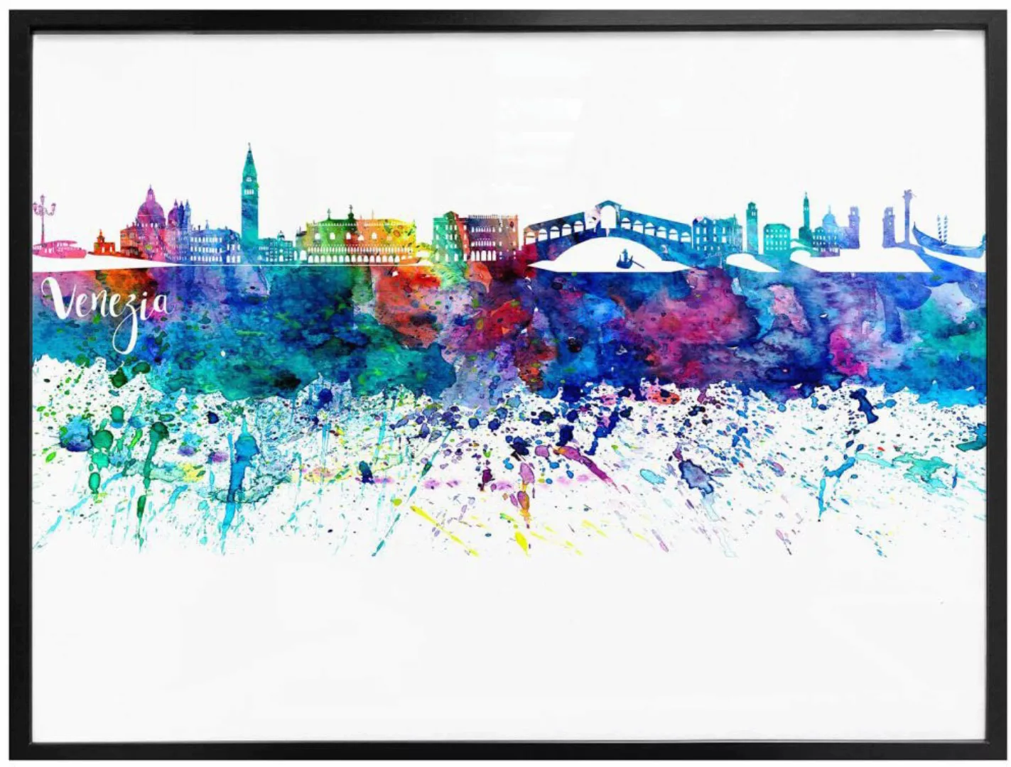 Wall-Art Poster »Graffiti Bunt Venedig Skyline«, Graffiti, (1 St.) günstig online kaufen