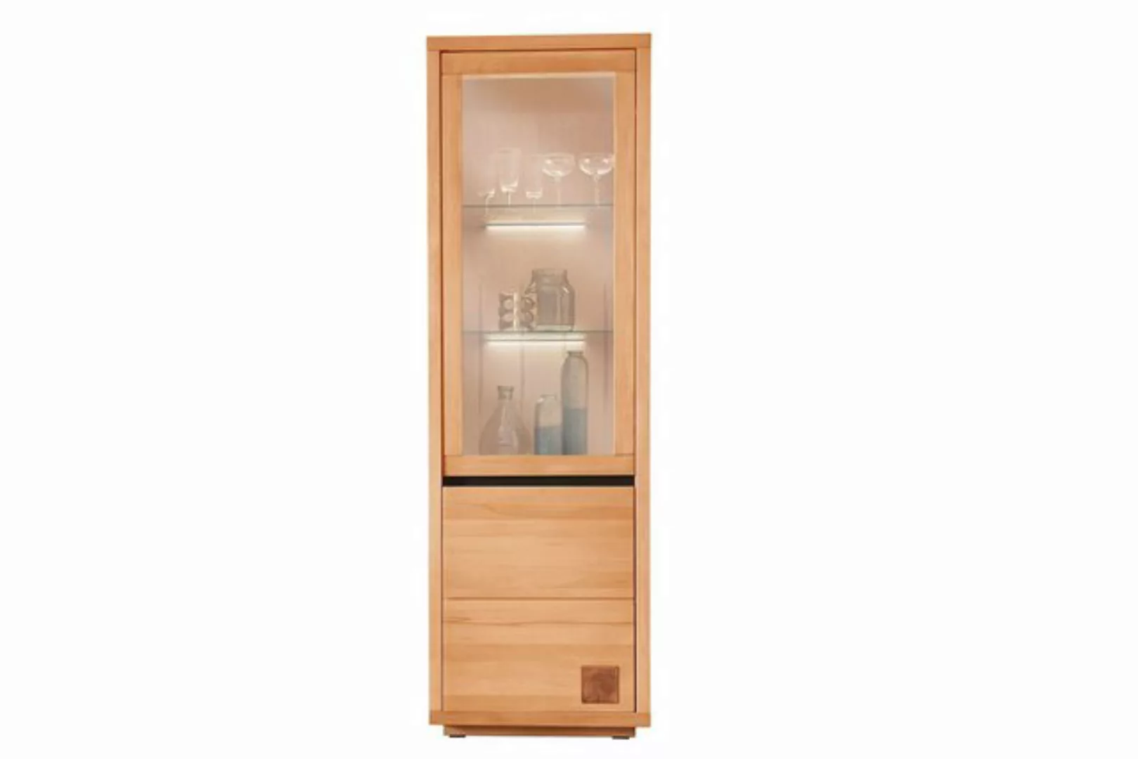 Main Möbel Vitrine Vitrine Schrank 65x205cm Kernbuche geölt Bergamo günstig online kaufen