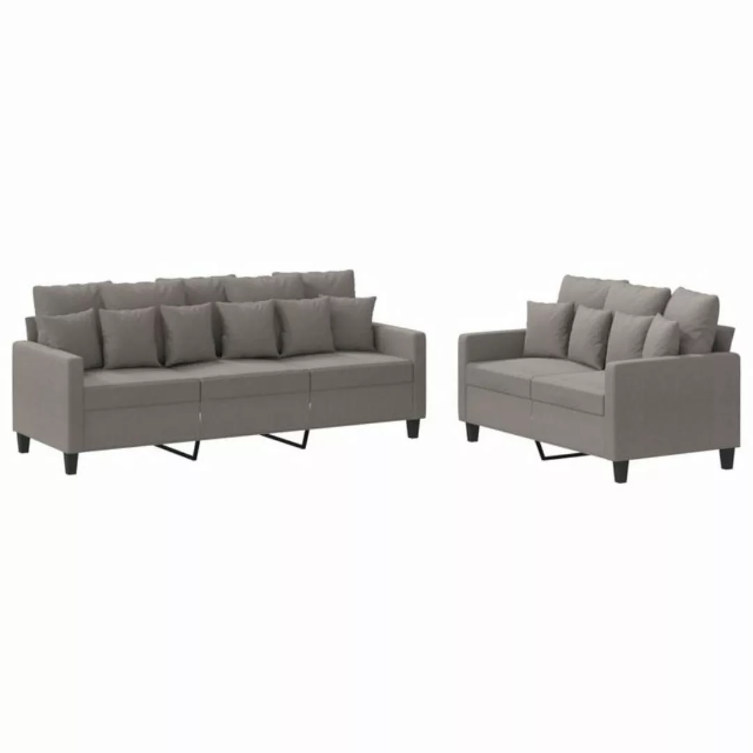 vidaXL Sofa 2-tlg. Sofagarnitur mit Kissen Taupe Stoff günstig online kaufen