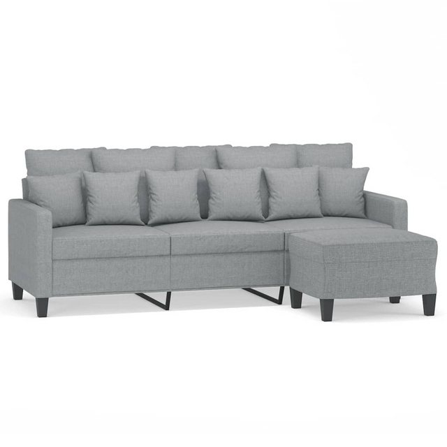 vidaXL Sofa, 3-Sitzer-Sofa mit Hocker Hellgrau 180 cm Stoff günstig online kaufen