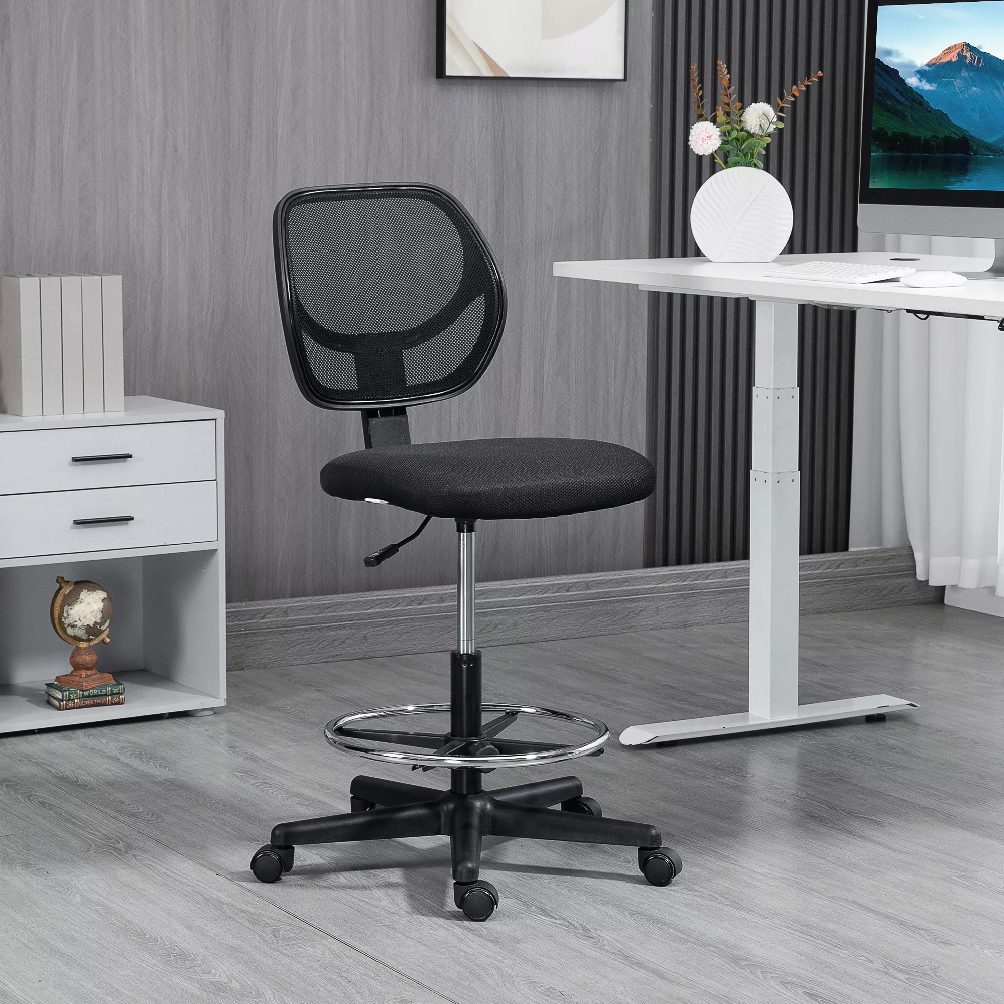 Vinsetto Bürostuhl  Ergonomischer Drehstuhl mit verstellbarem Fußring, höhe günstig online kaufen