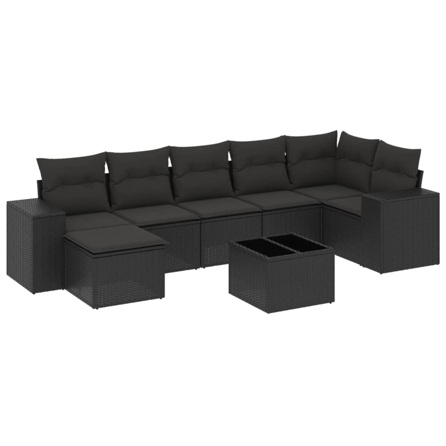 vidaXL 8-Tlg Garten-Sofagarnitur mit Kissen Schwarz Poly Rattan 3222884 günstig online kaufen