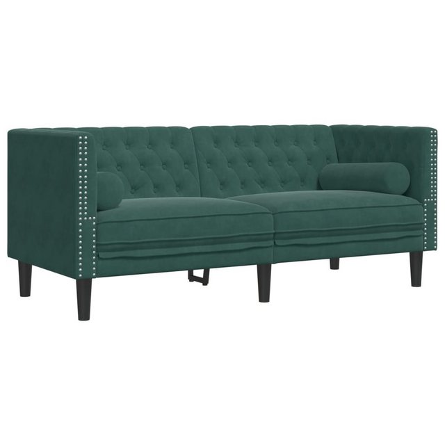 vidaXL Sofa Chesterfield-Sofa mit Nackenrollen 2-Sitzer Dunkelgrün Samt günstig online kaufen