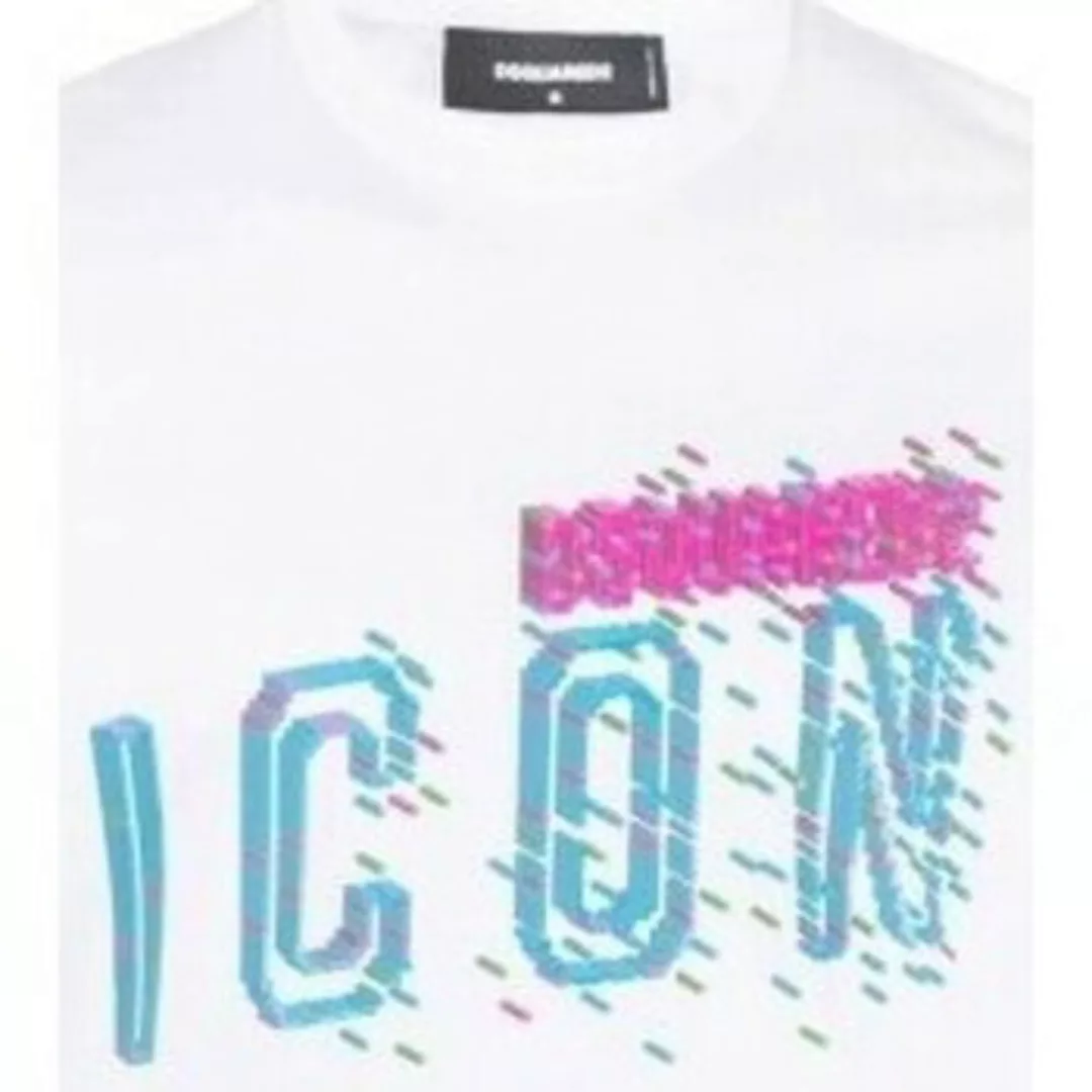 Dsquared  Sweatshirt T-Shirt Pixeled Icon Cool Fit Tee blanc günstig online kaufen