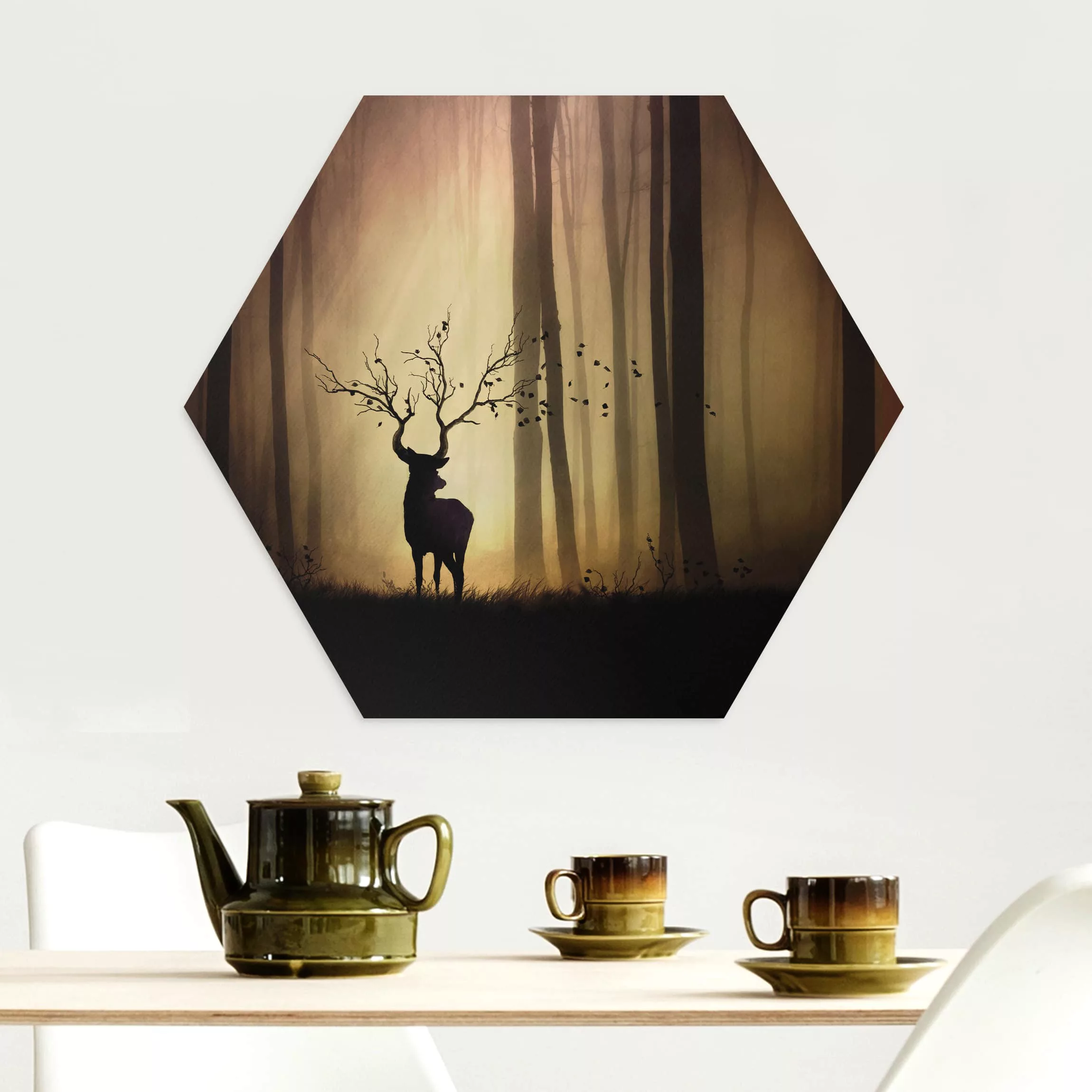 Hexagon-Alu-Dibond Bild Tiere Der Herr des Waldes günstig online kaufen