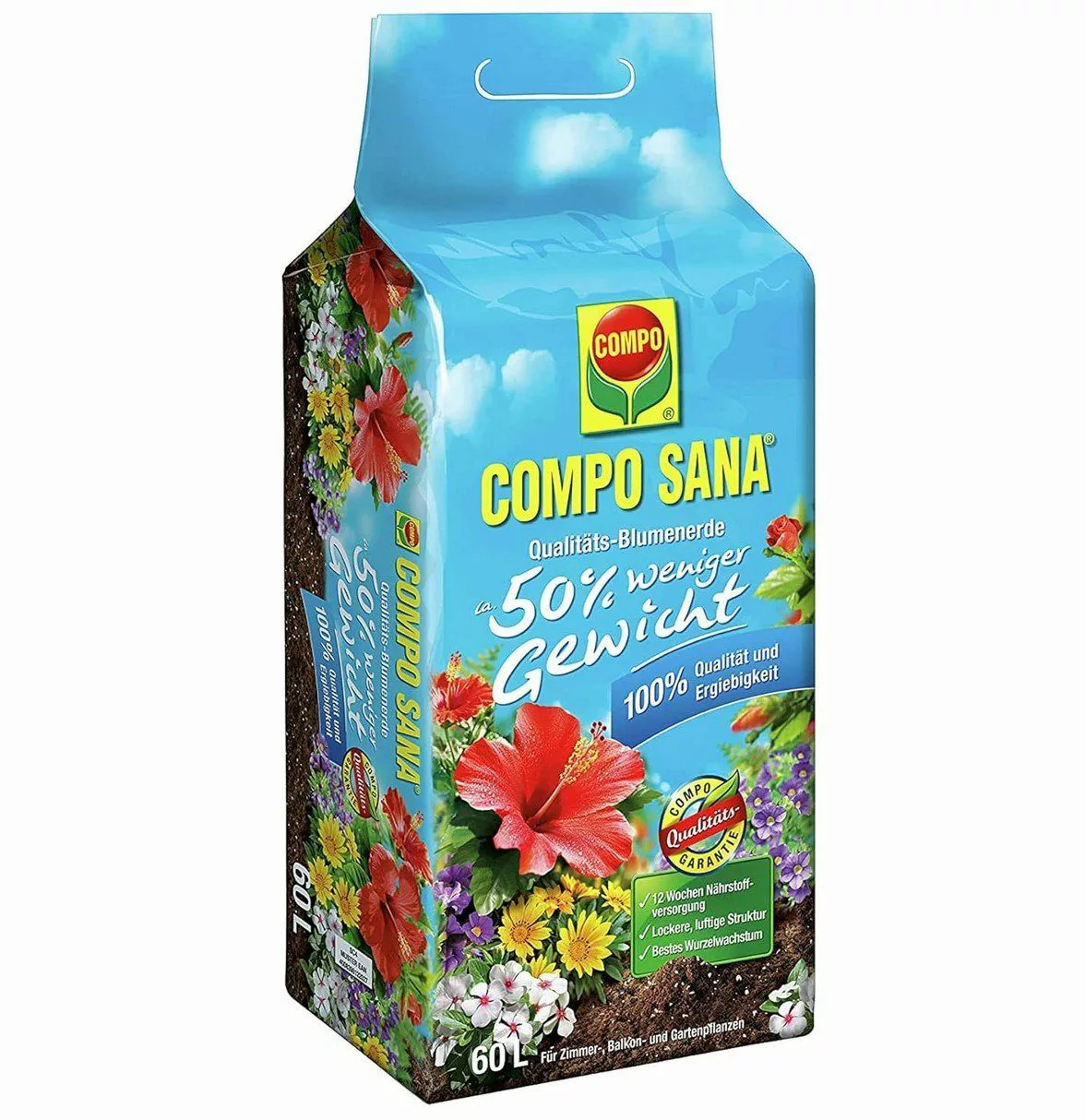 Compo Qualitäts-Blumenerde ca. 50 Prozent weniger Gewicht 1 x 60 l günstig online kaufen