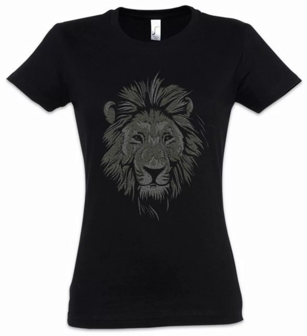 Urban Backwoods Print-Shirt Lion Face Damen T-Shirt Vegan Vegetarier Vegane günstig online kaufen