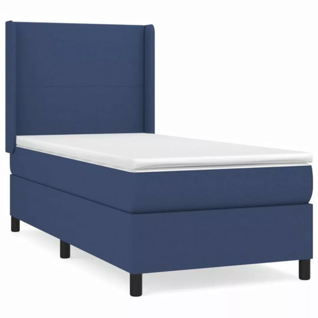 vidaXL Bett Boxspringbett mit Matratze Blau 90x190 cm Stoff günstig online kaufen