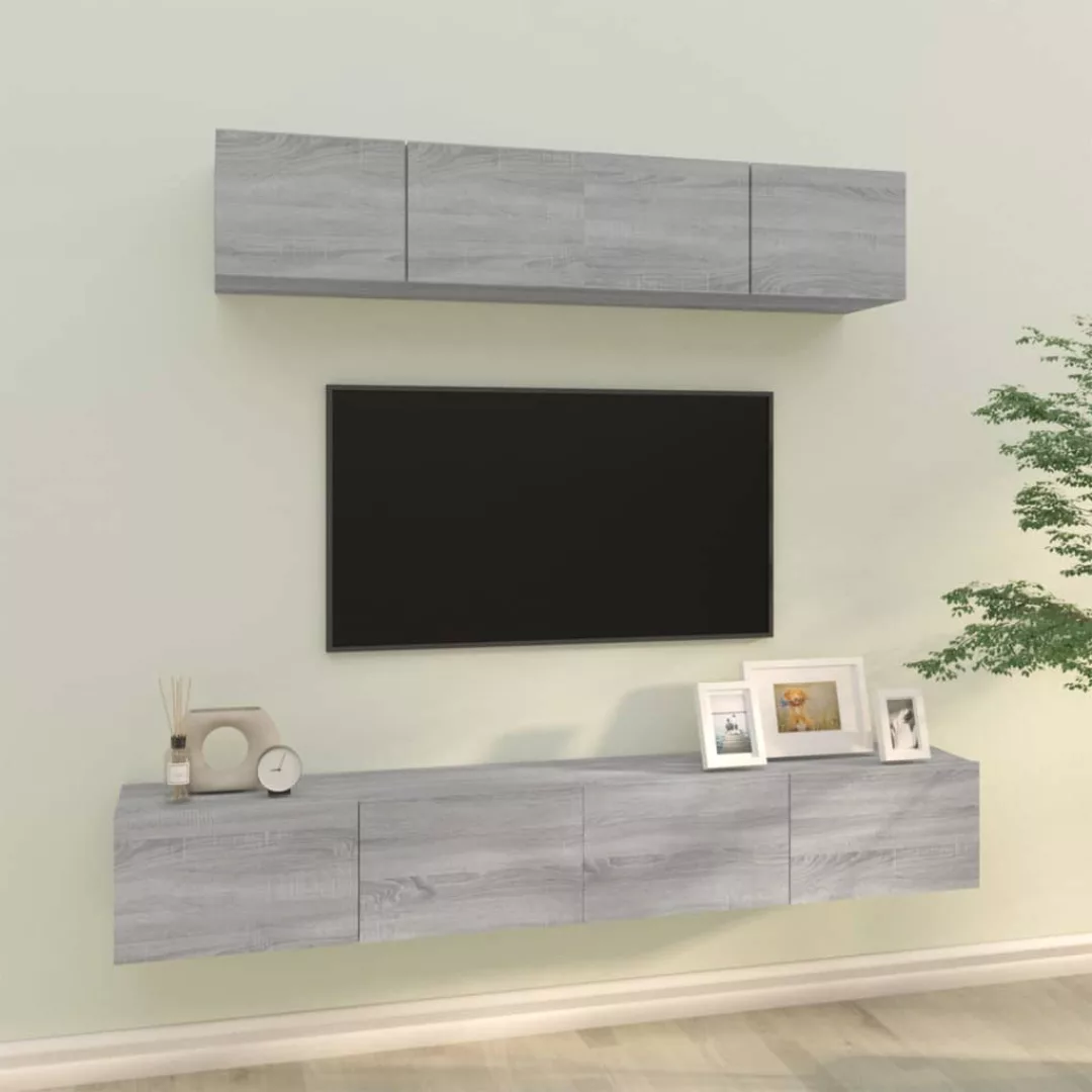 Vidaxl 4-tlg. Tv-schrank-set Grau Sonoma Holzwerkstoff günstig online kaufen