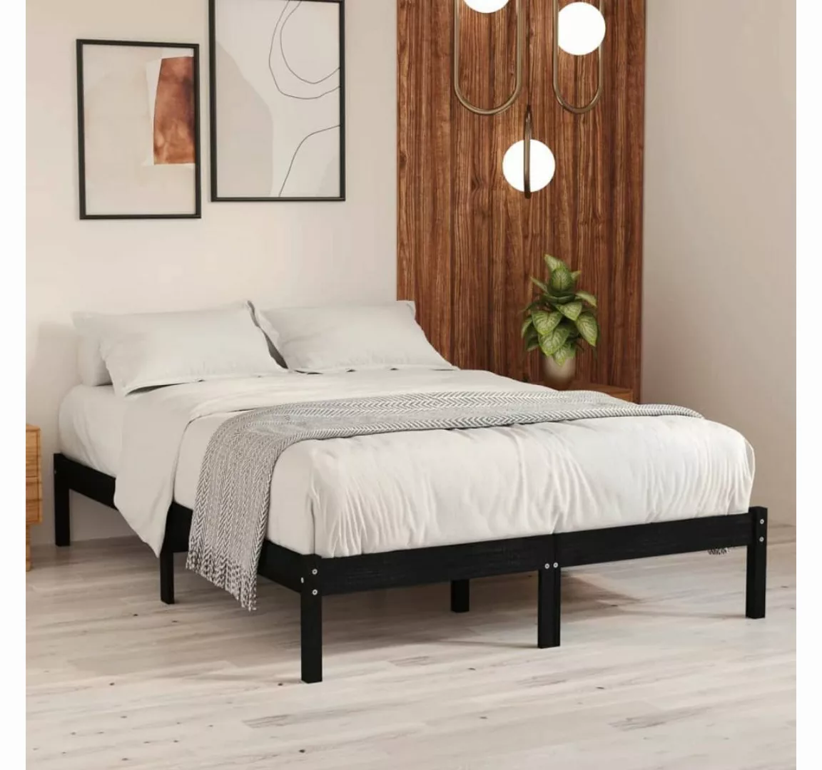 furnicato Bett Massivholzbett Schwarz Kiefer 140x190 cm günstig online kaufen