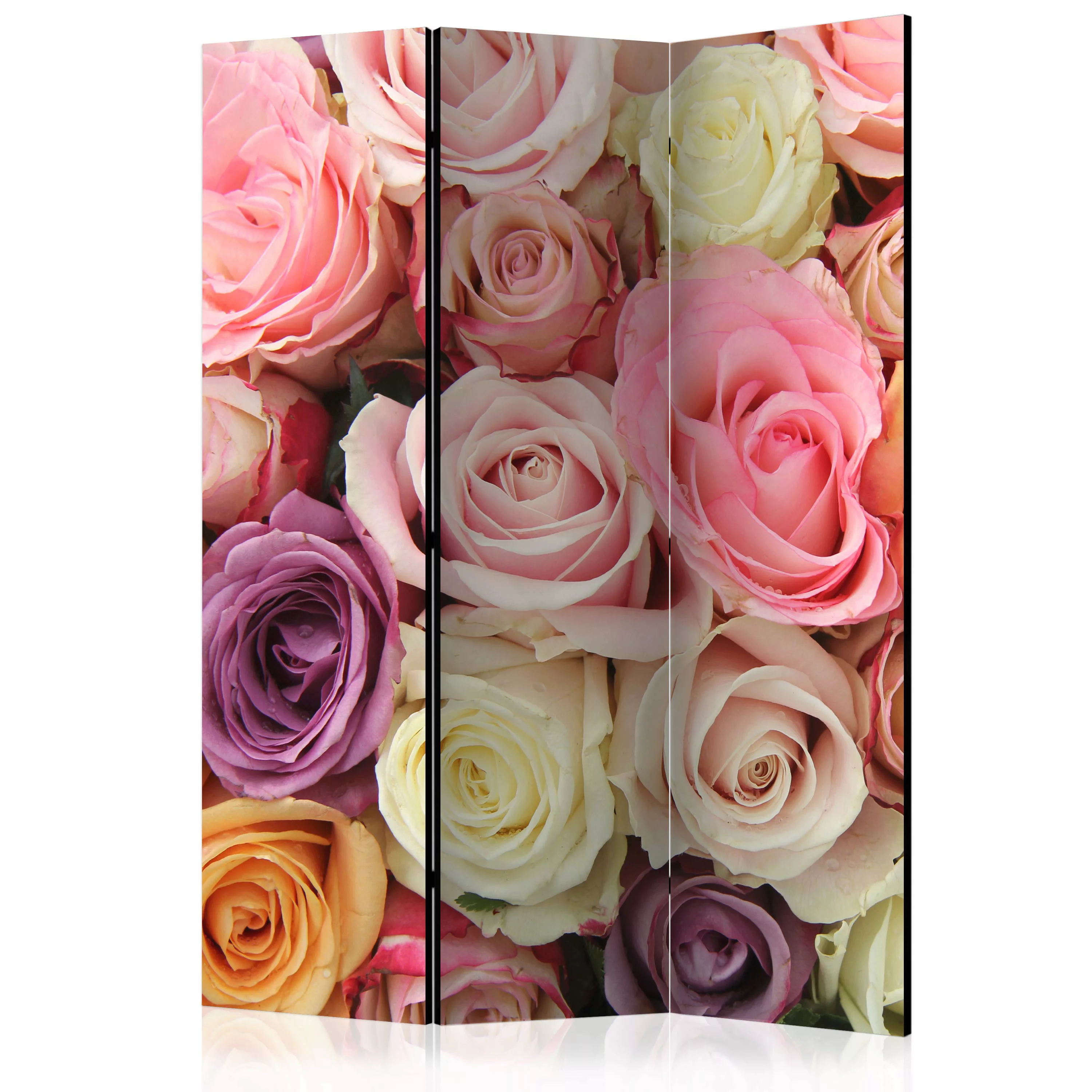 3-teiliges Paravent - Pastel Roses [room Dividers] günstig online kaufen