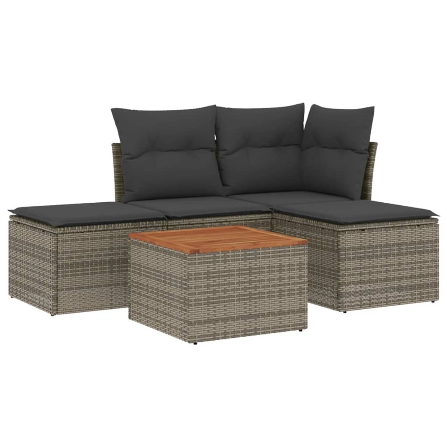 vidaXL 5-tlg Garten-Sofagarnitur mit Kissen Grau Poly Rattan Modell 45 günstig online kaufen