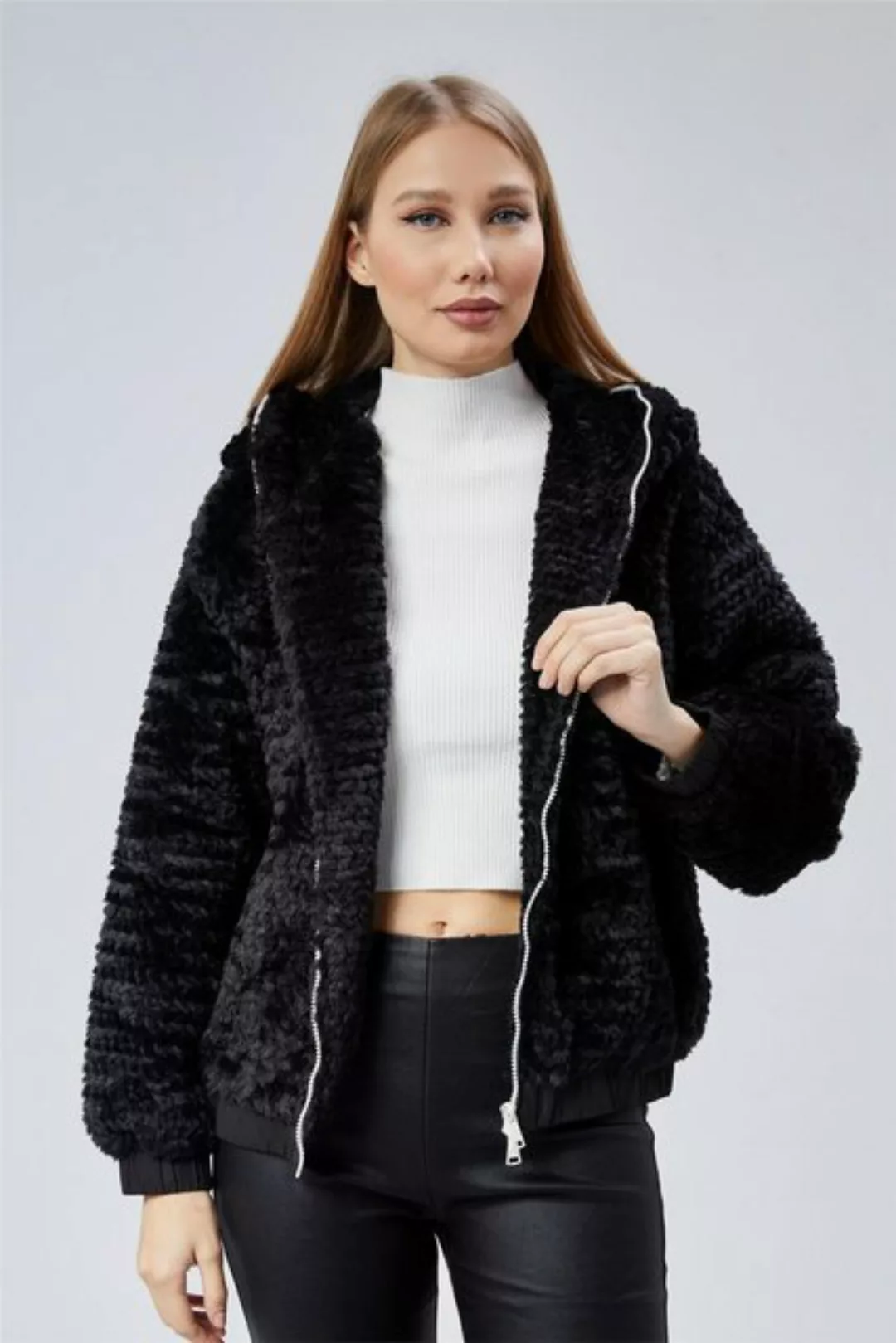 HomeStore Winterjacke Reißverschluss Astragan Mantel günstig online kaufen