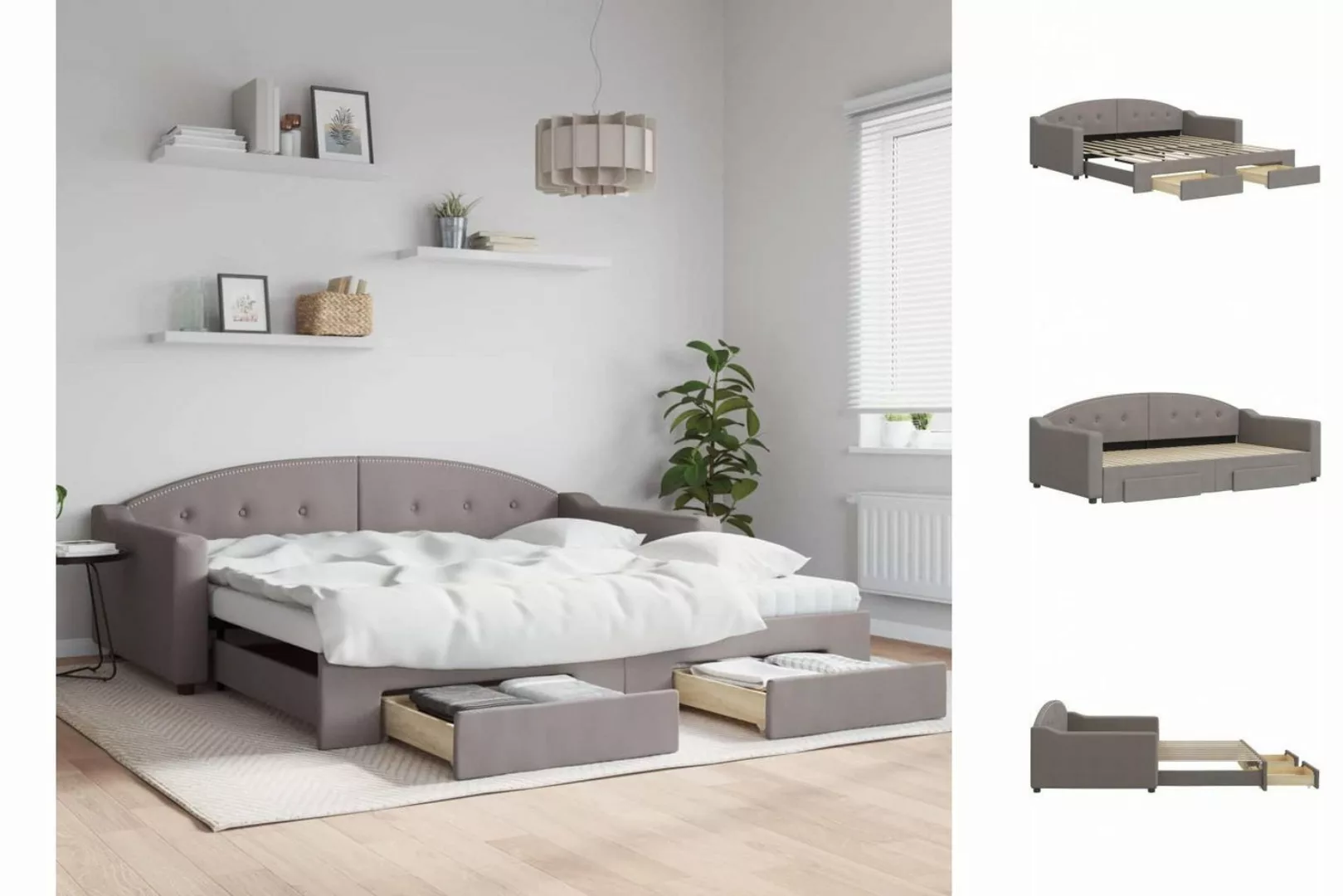 vidaXL Gästebett Gästebett Tagesbett Ausziehbar mit Schubladen Taupe 100x20 günstig online kaufen