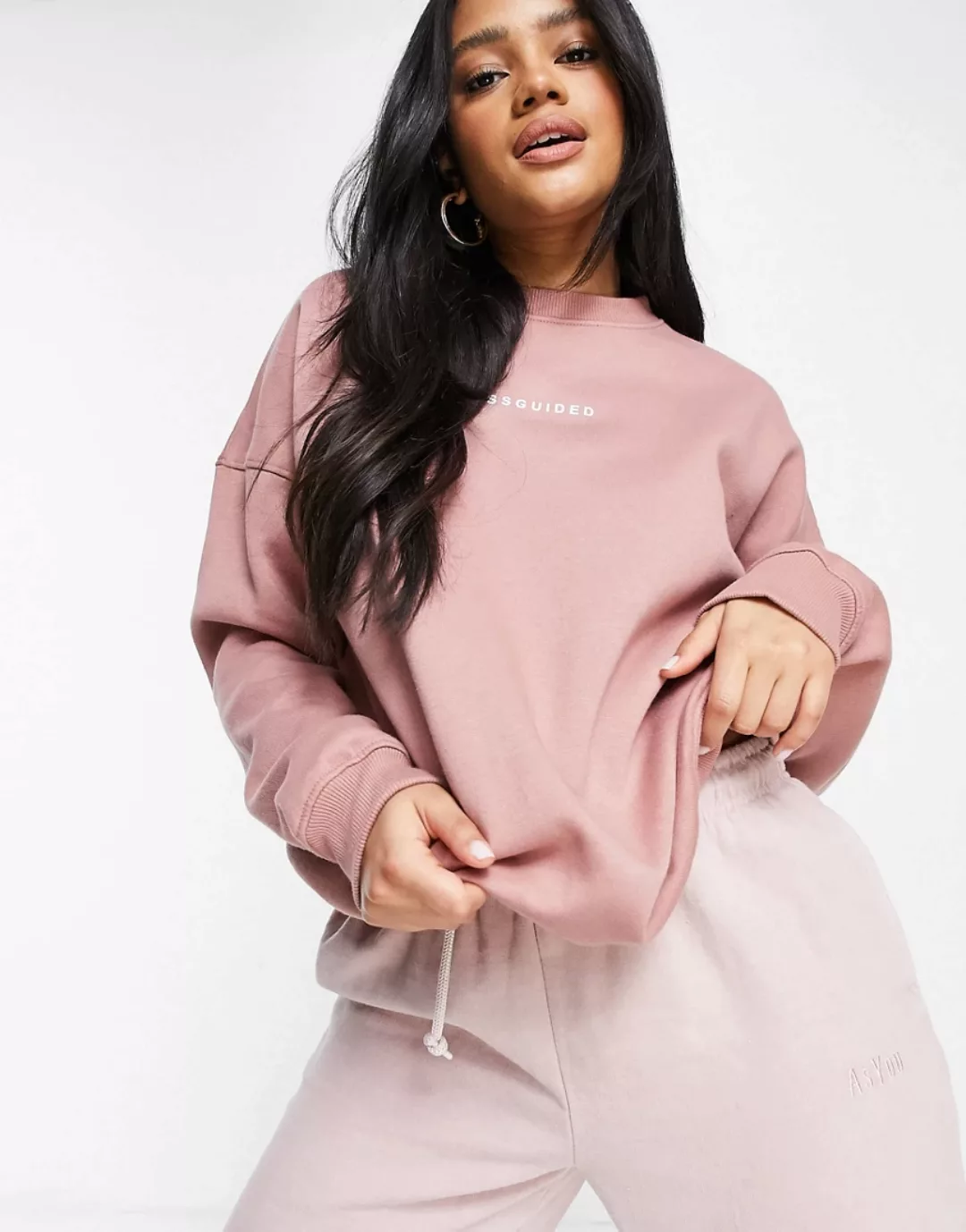 Missguided – Oversize-Sweatshirt in Mauve, Kombiteil-Rosa günstig online kaufen