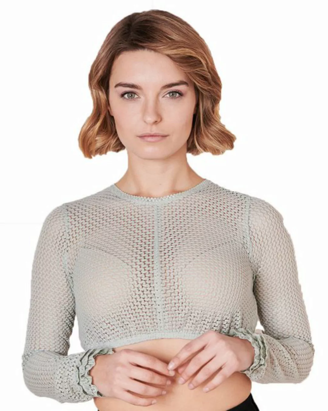 KRÜGER COLLECTION Dirndlbluse Langarm Dirndlbluse 'Araceli' mit Lochspitze günstig online kaufen