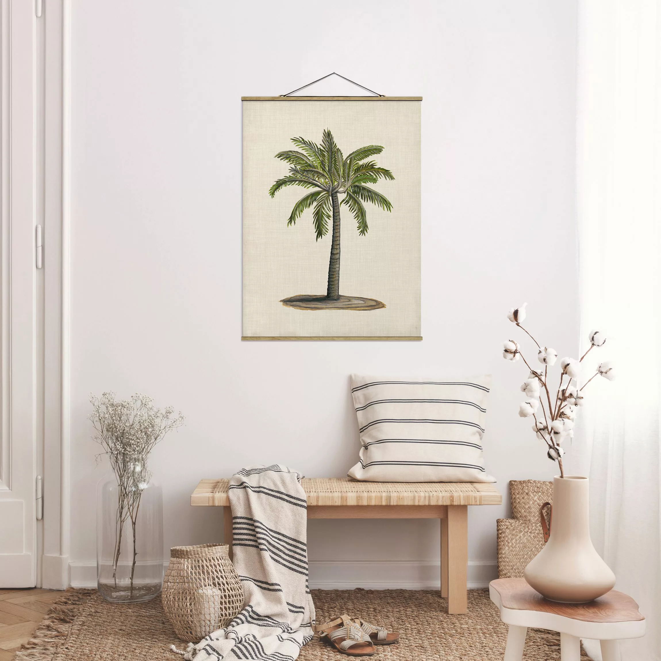 Stoffbild Blumen mit Posterleisten - Hochformat Britische Palmen I günstig online kaufen