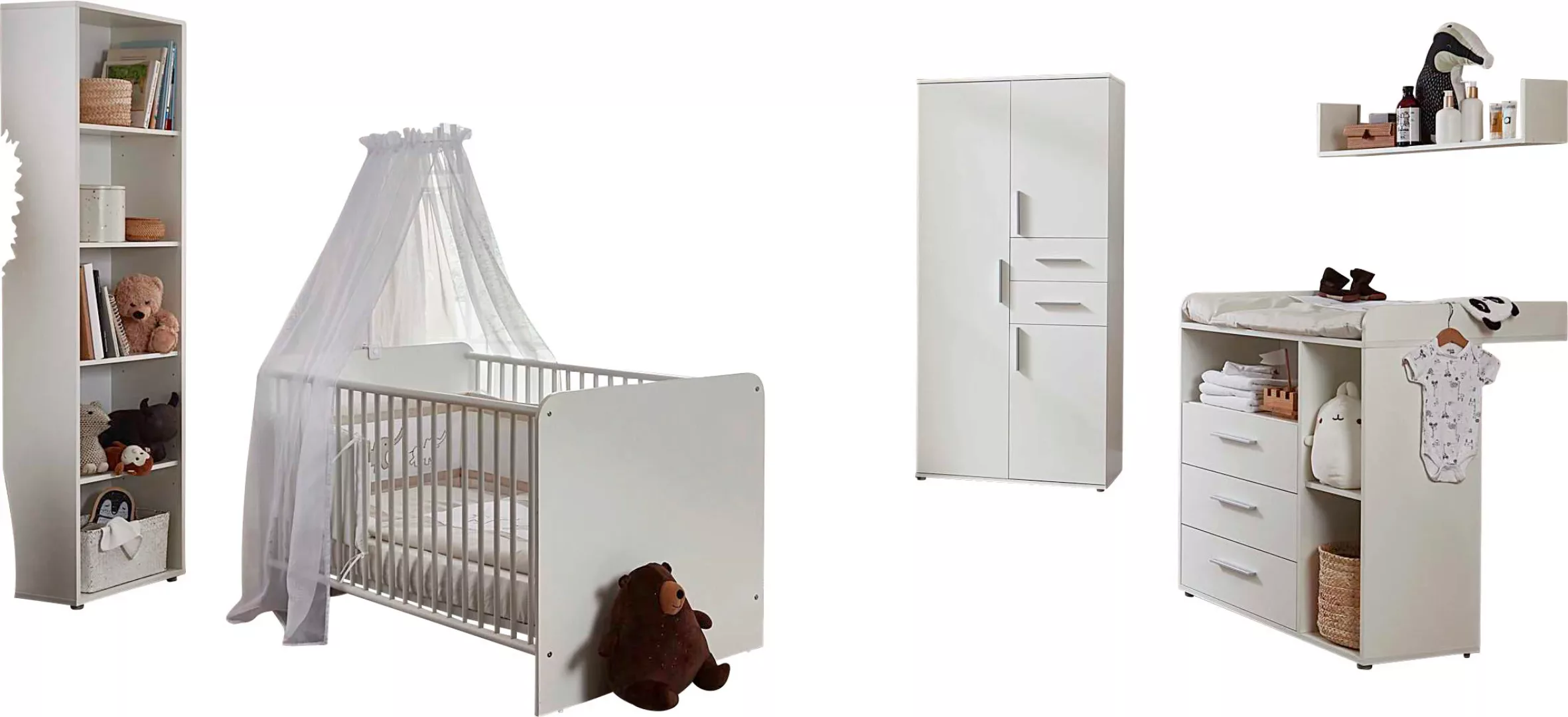 BMG Möbel Babyzimmer-Komplettset "Lea", (Set, 5 St., Bett, Wickelkommode, S günstig online kaufen
