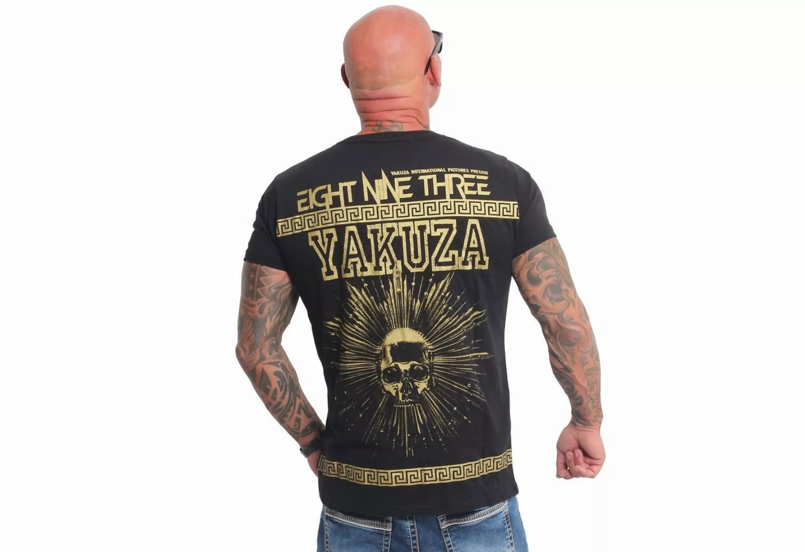 YAKUZA T-Shirt VIP Aztecs mit goldenem Metallic-Print günstig online kaufen