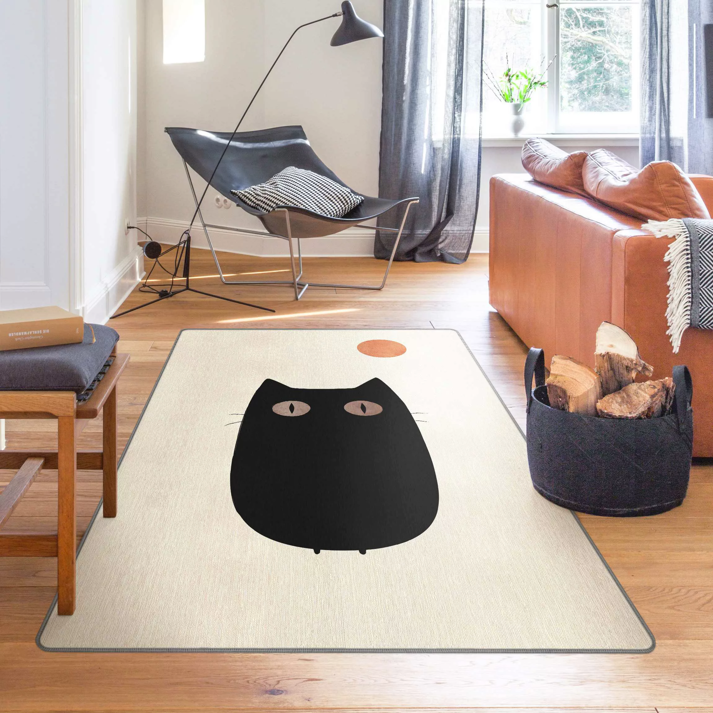 Teppich Schwarze Katze Illustration günstig online kaufen