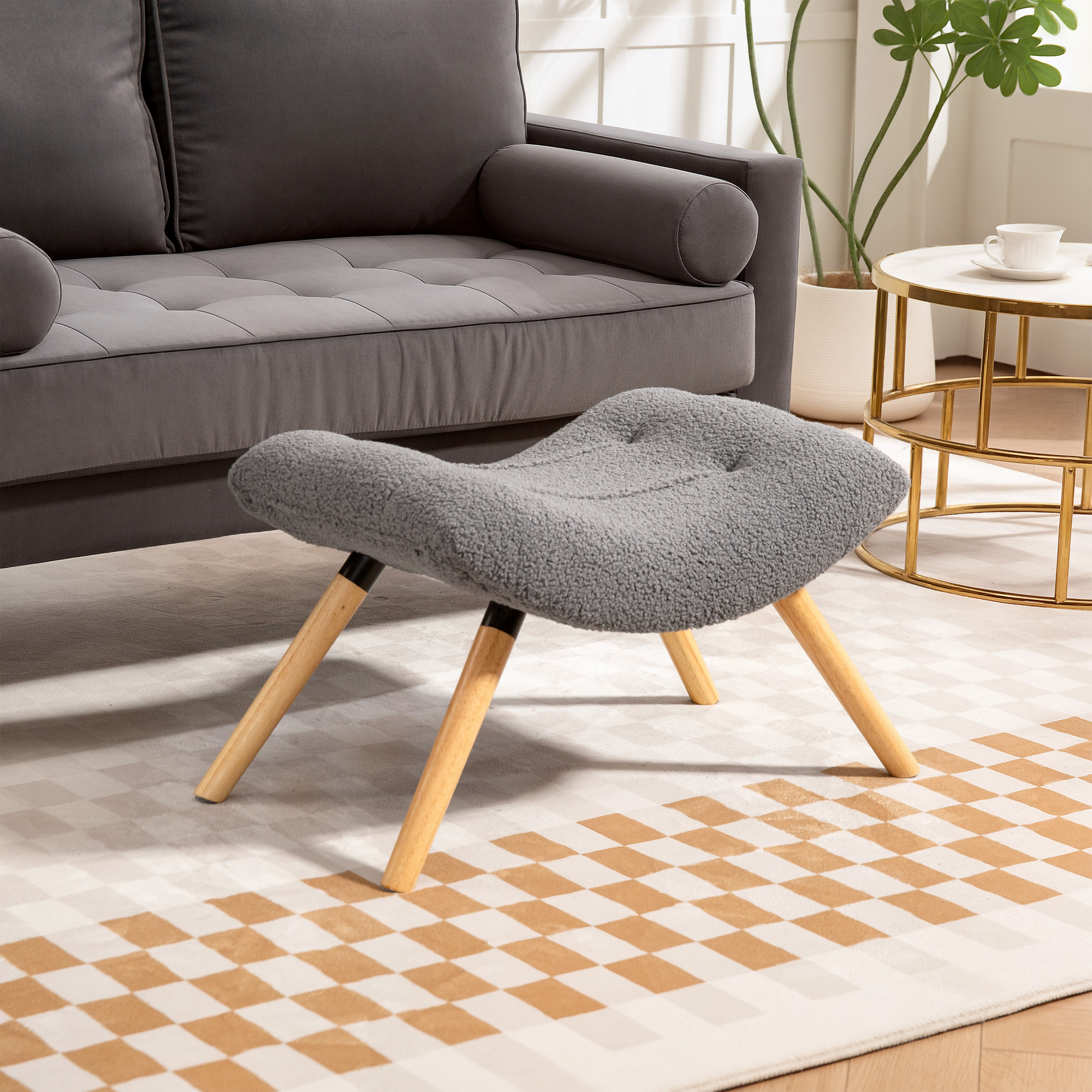 HOMCOM Sitzhocker, Fußhocker mit Berberfleece-Stoff, Polsterhocker bis 120 günstig online kaufen